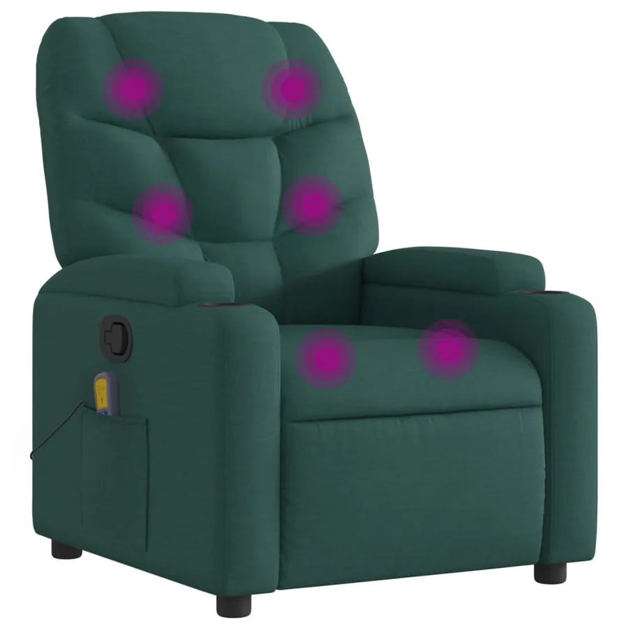 Fauteuil inclinable de massage vert foncé tissu - 2