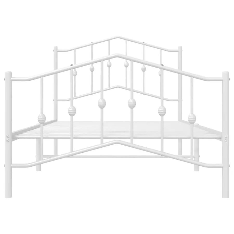 Cadre de lit métal sans matelas et pied de lit blanc 100x190 cm - 6