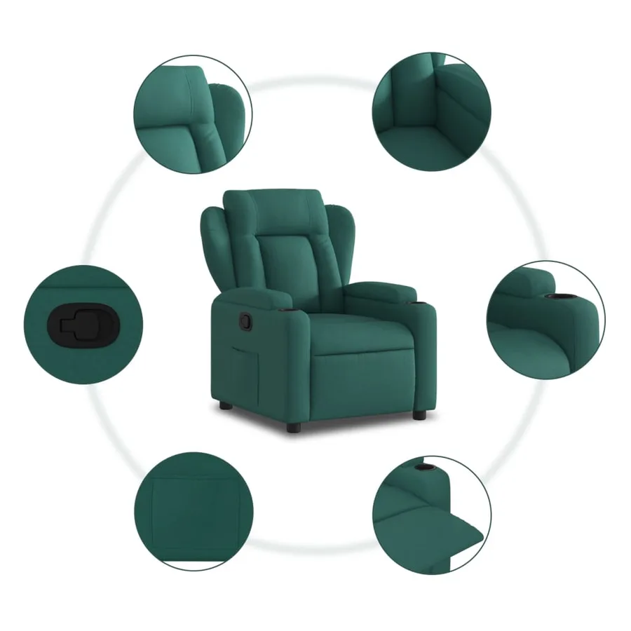 Fauteuil inclinable Vert foncé Tissu - 5
