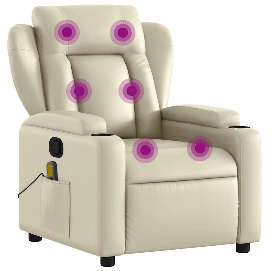 Fauteuil inclinable de massage Crème Similicuir - 2