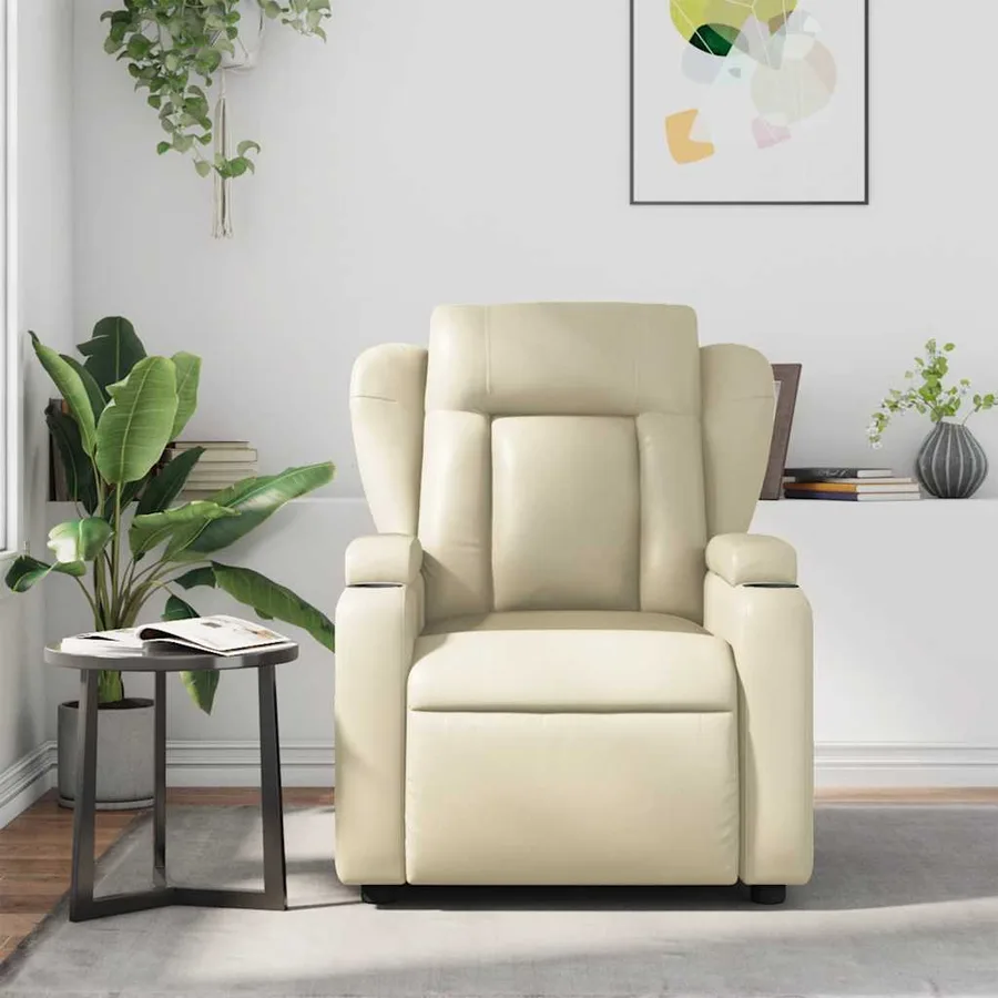 Fauteuil inclinable de massage Crème Similicuir - 3