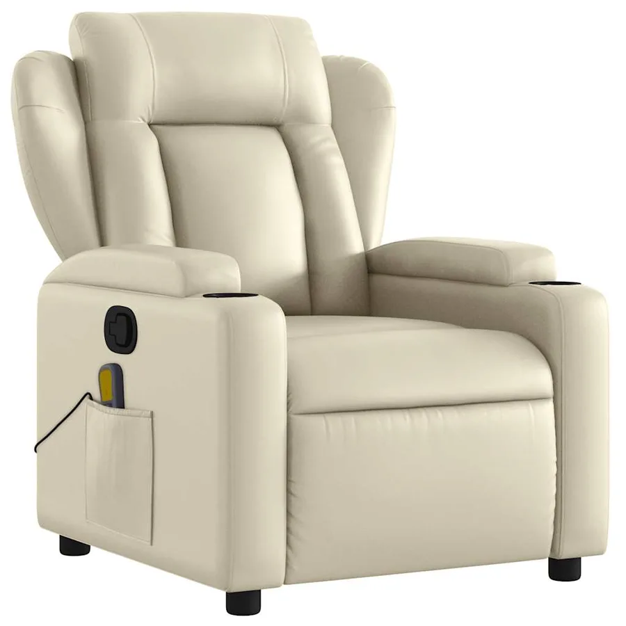 Fauteuil inclinable de massage Crème Similicuir - 4