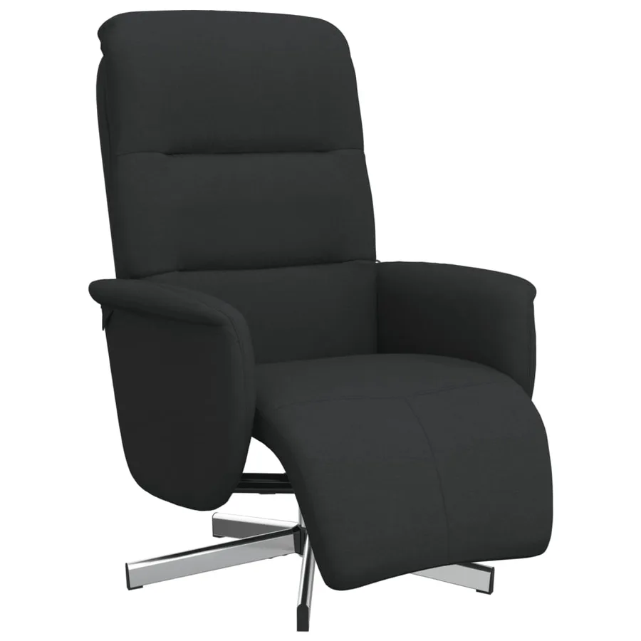 Fauteuil inclinable avec repose-pieds noir tissu - 2