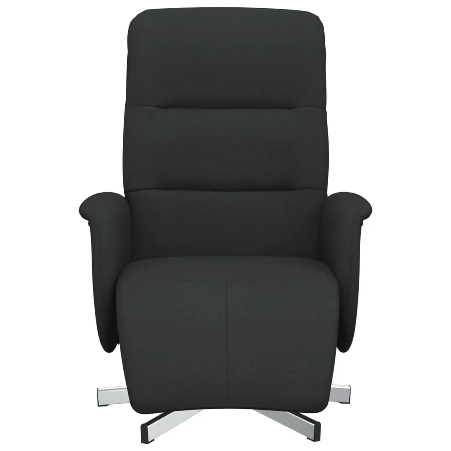 Fauteuil inclinable avec repose-pieds noir tissu - 3