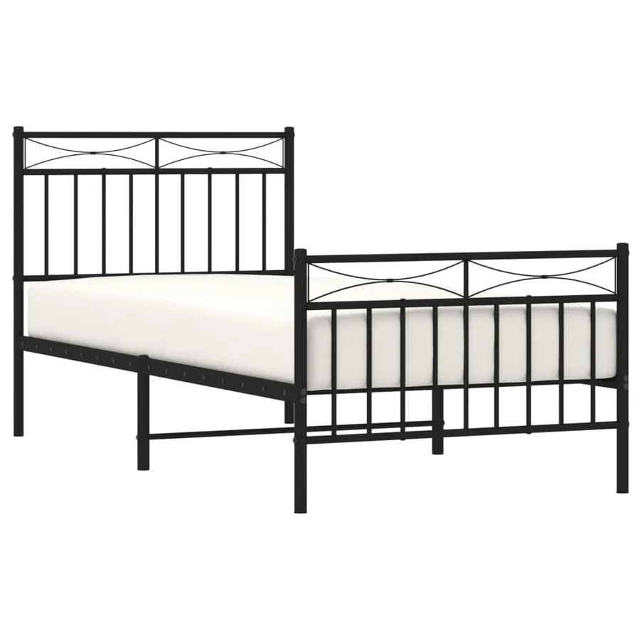 Cadre de lit métal sans matelas avec pied de lit noir 90x200 cm - 3