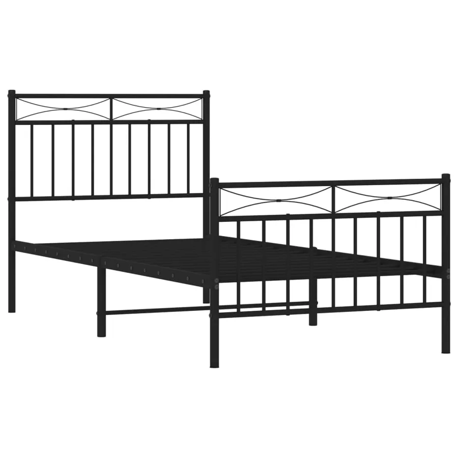 Cadre de lit métal sans matelas avec pied de lit noir 90x200 cm - 4