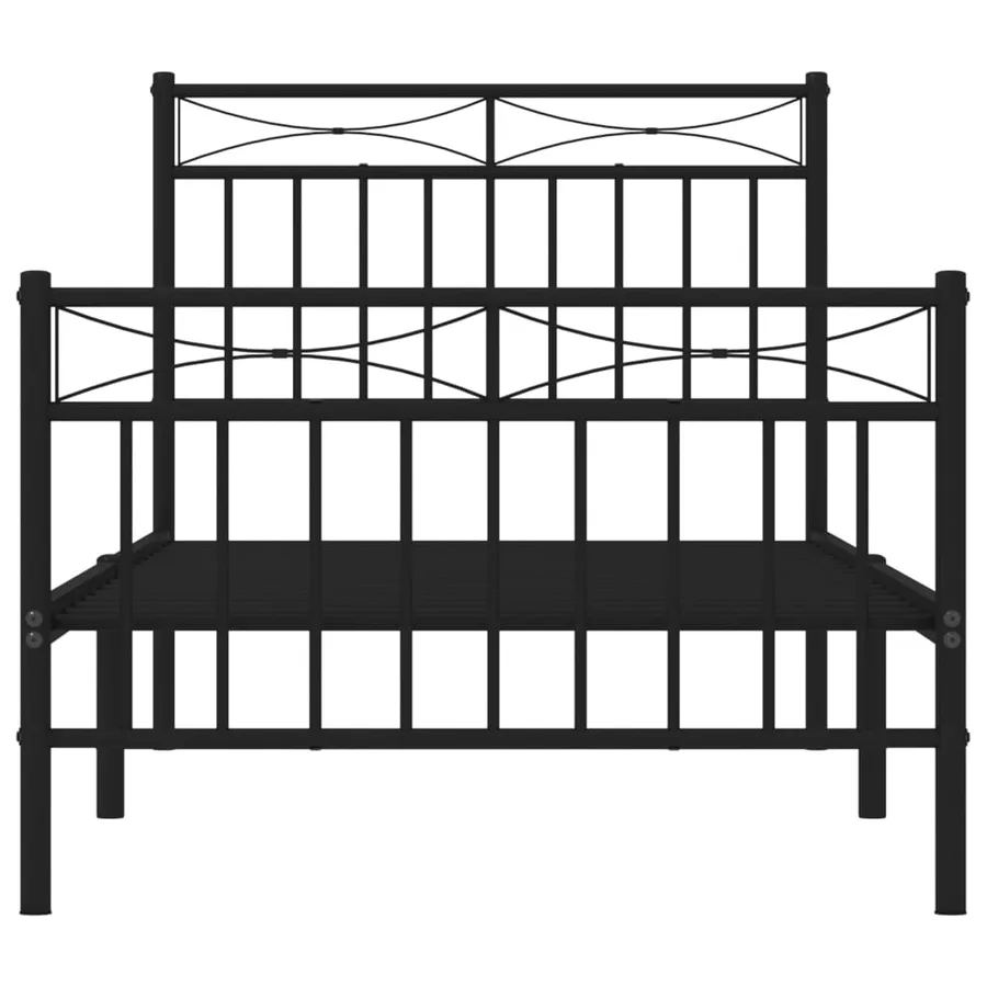 Cadre de lit métal sans matelas avec pied de lit noir 90x200 cm - 5