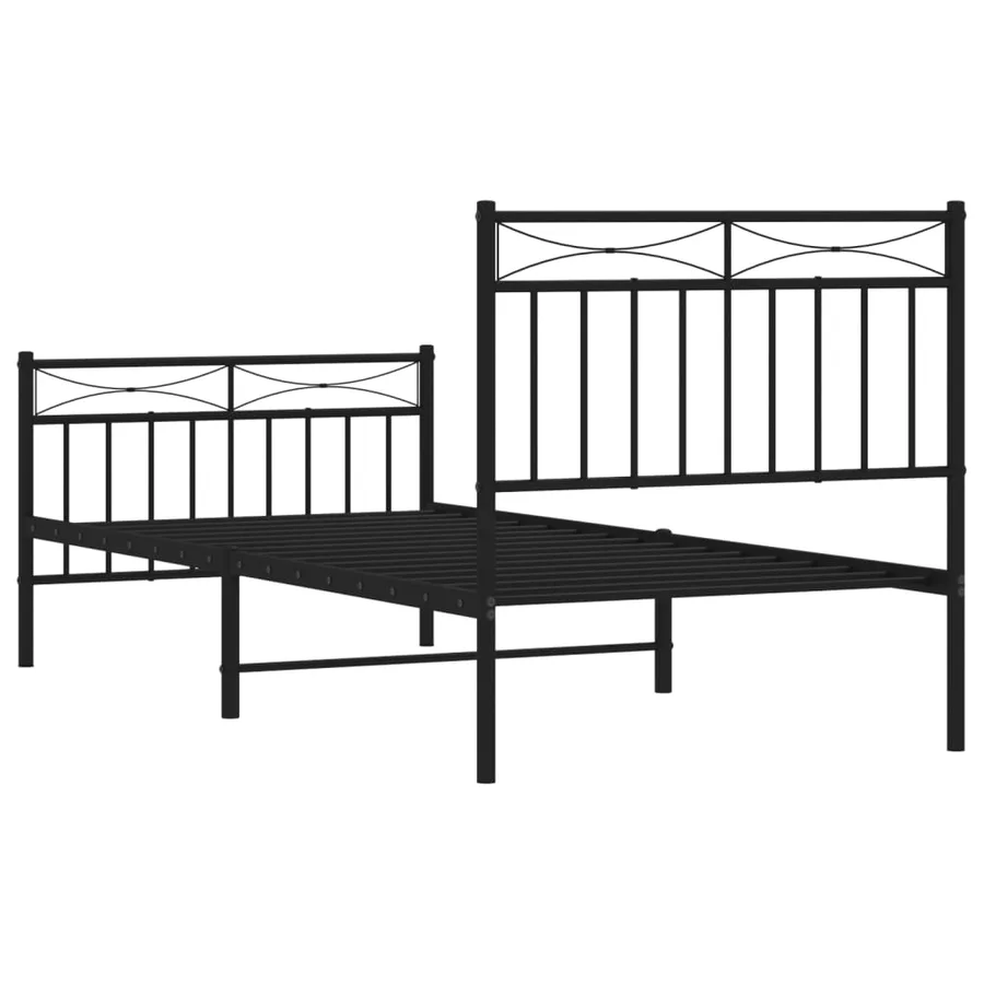 Cadre de lit métal sans matelas avec pied de lit noir 90x200 cm - 7