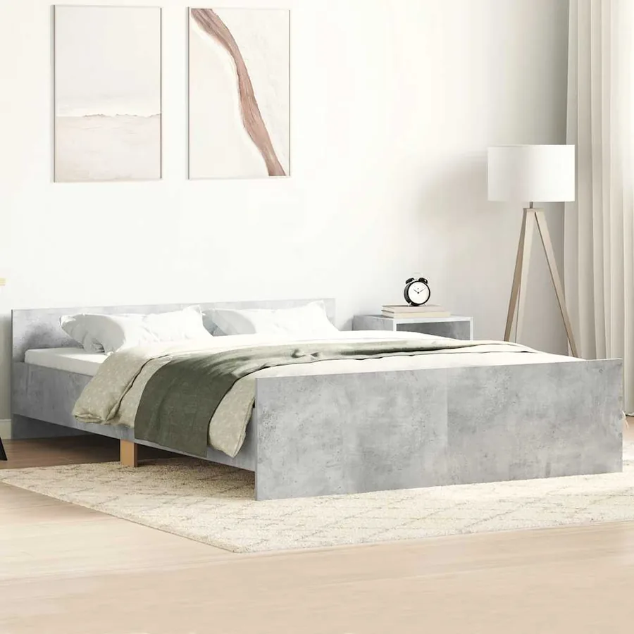 Cadre de lit sans matelas gris béton 140x190 cm