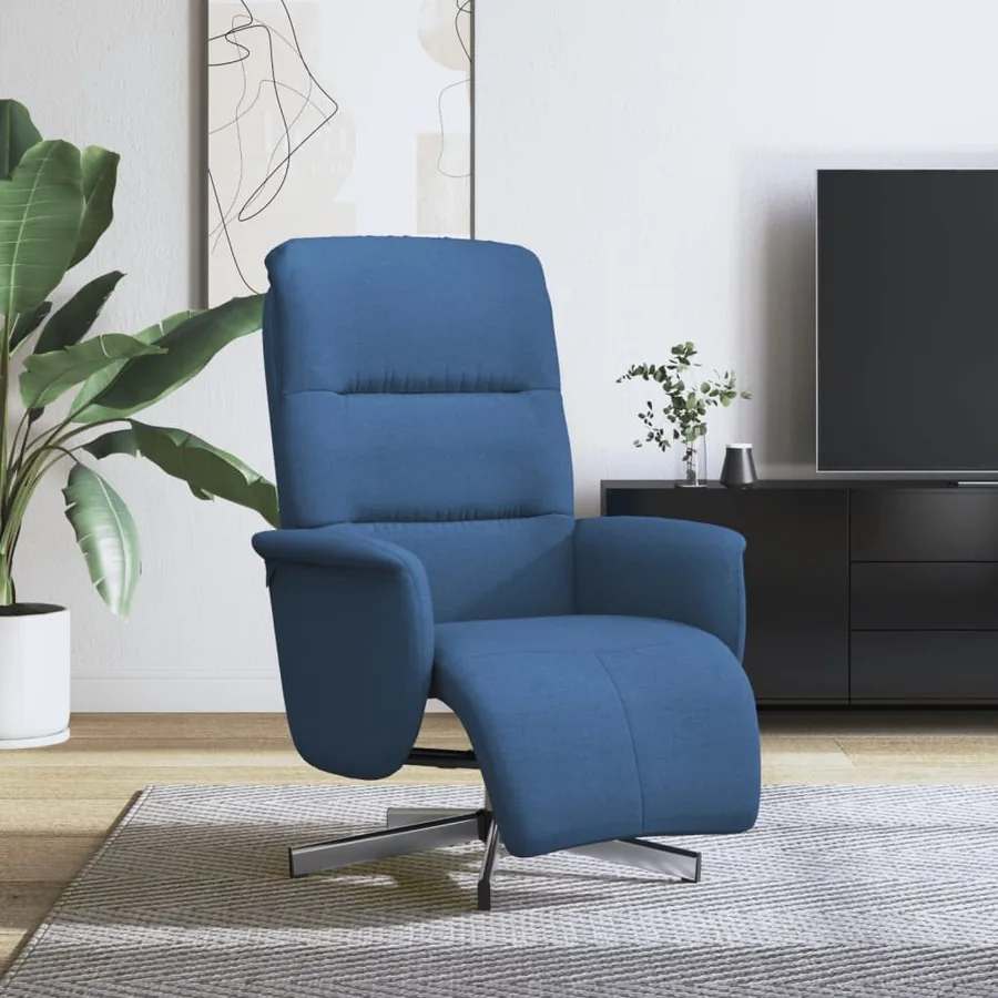 Fauteuil inclinable avec repose-pieds bleu tissu