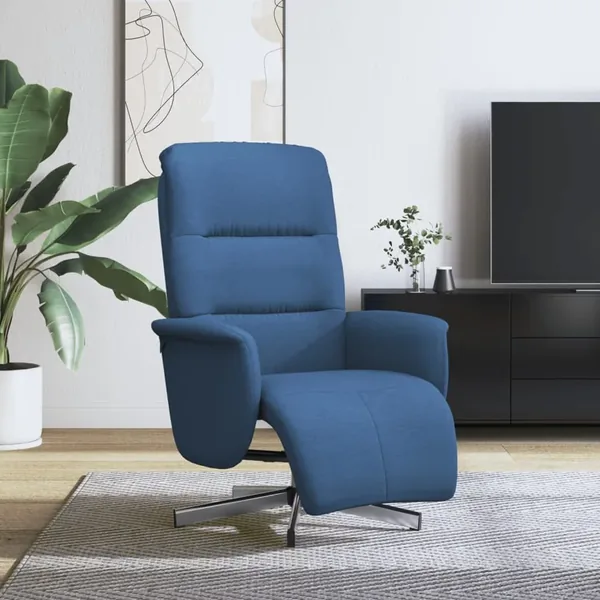 Fauteuil inclinable avec repose-pieds bleu tissu