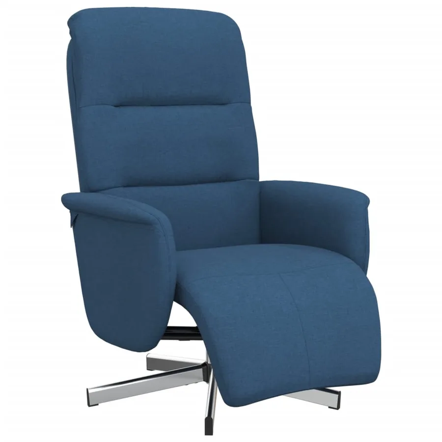 Fauteuil inclinable avec repose-pieds bleu tissu - 2