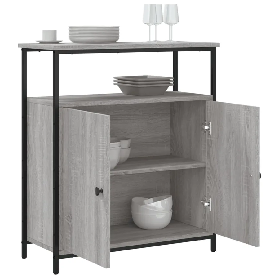 Buffet sonoma gris 70x30x80 cm bois d'ingénierie - 4