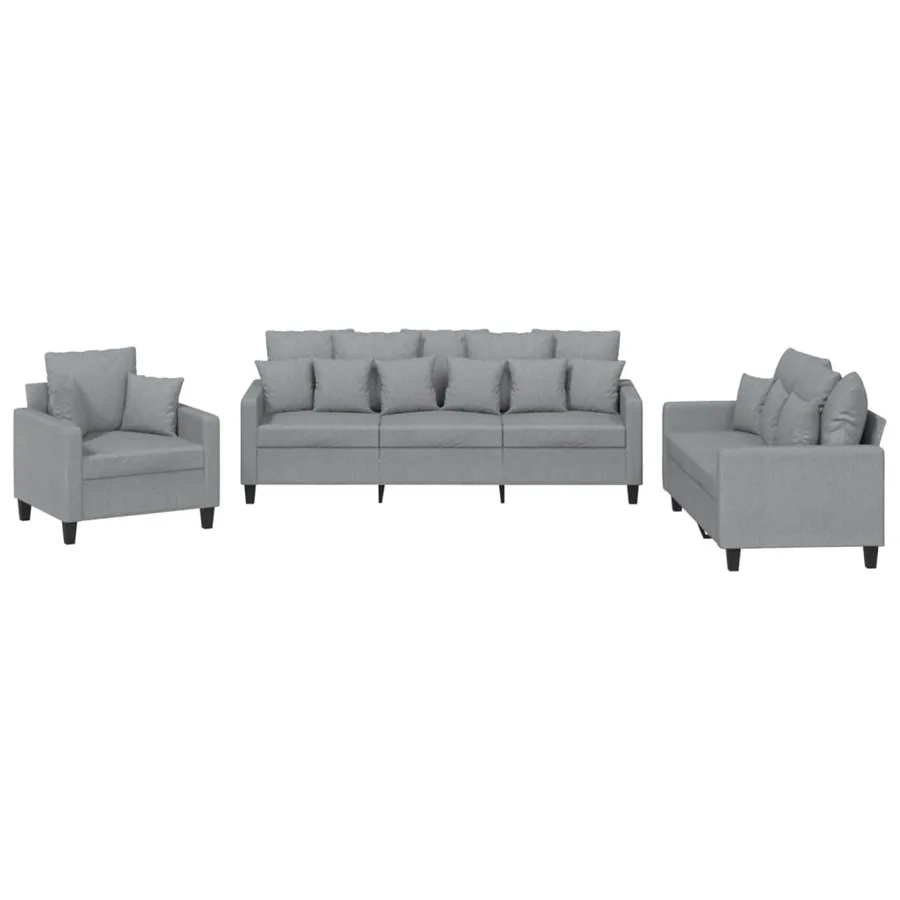 Ensemble de canapés 3 pcs coussins gris clair tissu - 2