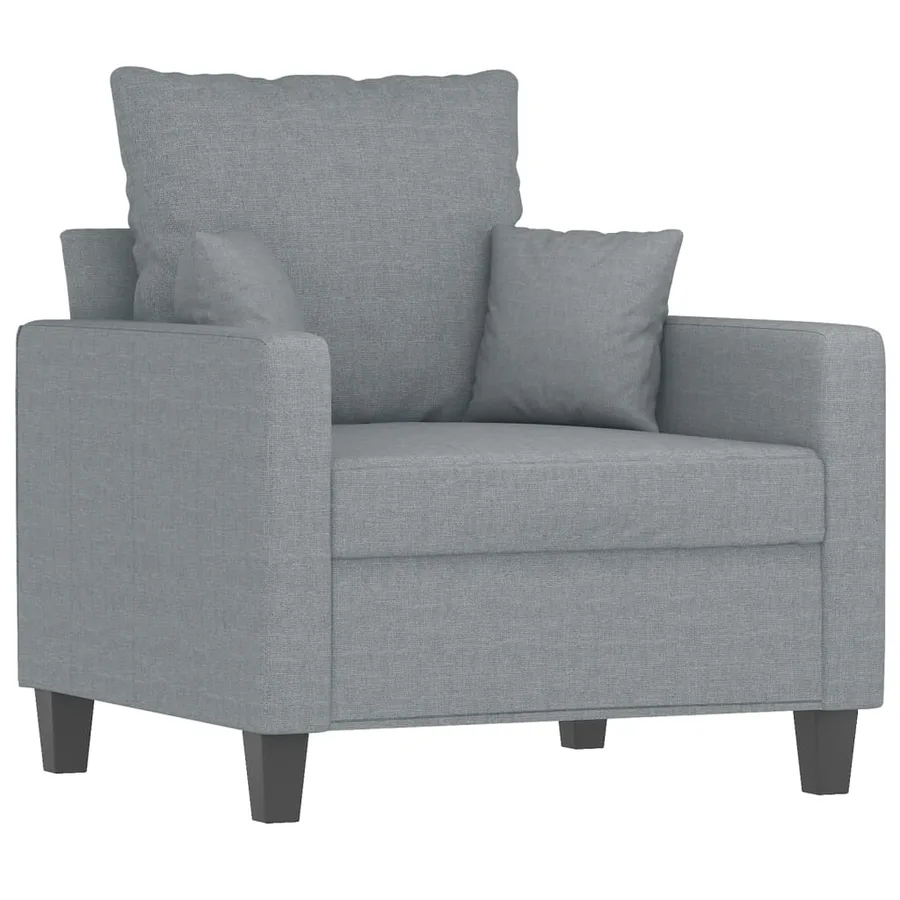 Ensemble de canapés 3 pcs coussins gris clair tissu - 5
