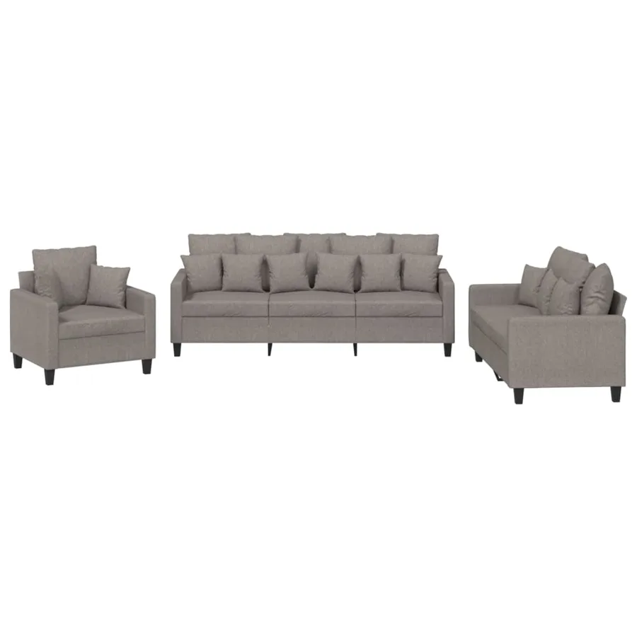 Ensemble de canapés 3 pcs avec coussins taupe tissu - 2