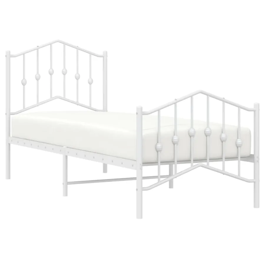 Cadre de lit métal sans matelas avec pied de lit blanc 75x190cm - 3