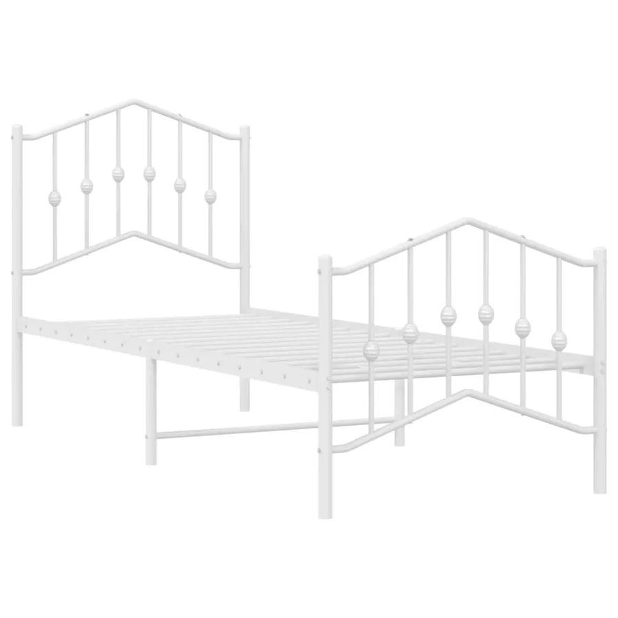 Cadre de lit métal sans matelas avec pied de lit blanc 75x190cm - 4