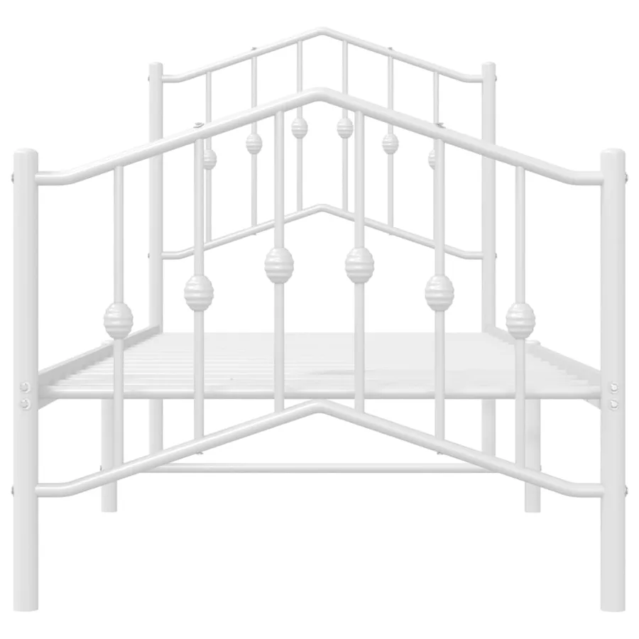 Cadre de lit métal sans matelas avec pied de lit blanc 75x190cm - 5