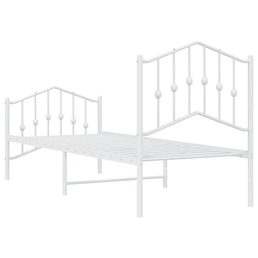 Cadre de lit métal sans matelas avec pied de lit blanc 75x190cm - 7