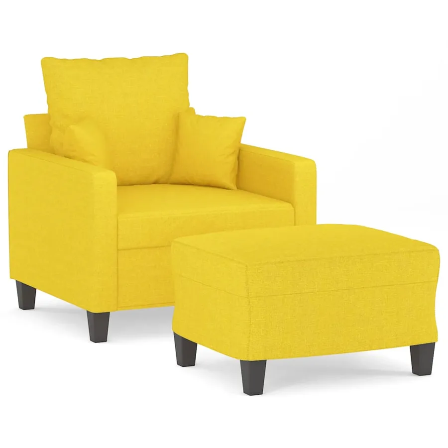 Fauteuil avec repose-pied Jaune clair 60 cm Tissu - 2