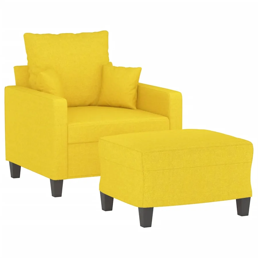 Fauteuil avec repose-pied Jaune clair 60 cm Tissu - 3