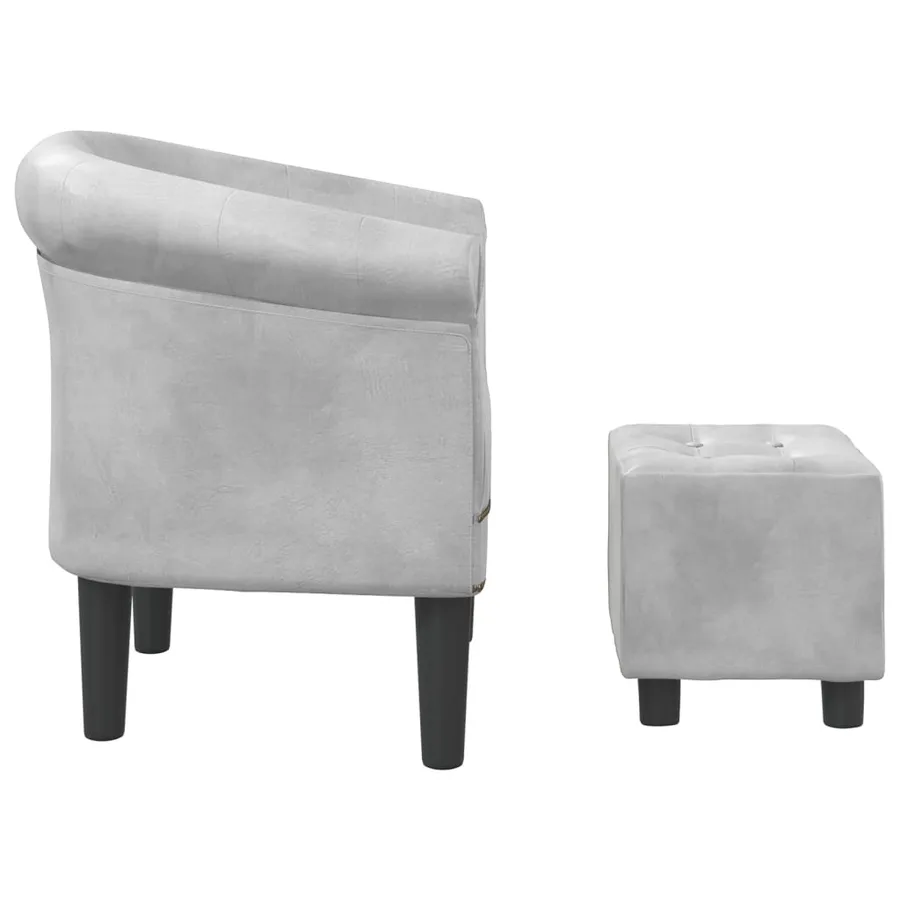 Fauteuil avec repose-pied argenté similicuir - 4