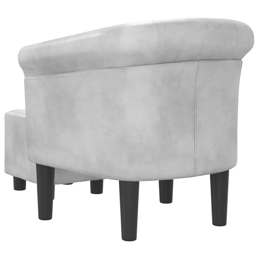 Fauteuil avec repose-pied argenté similicuir - 5