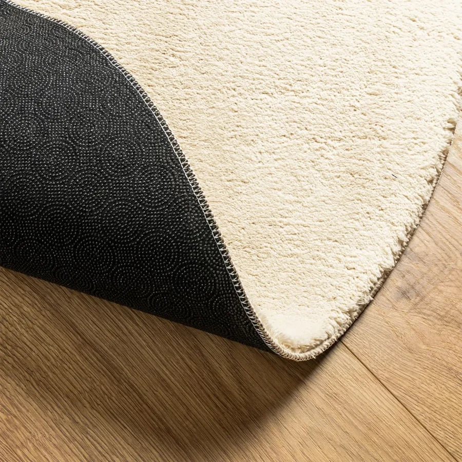 Tapis HUARTE à poils courts doux et lavable crème Ø 80 cm - 5