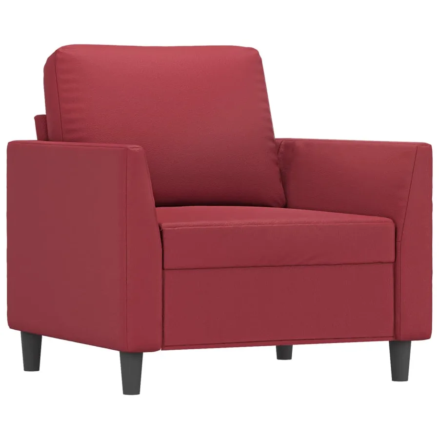 Fauteuil avec repose-pied Rouge bordeaux 60 cm Similicuir - 4
