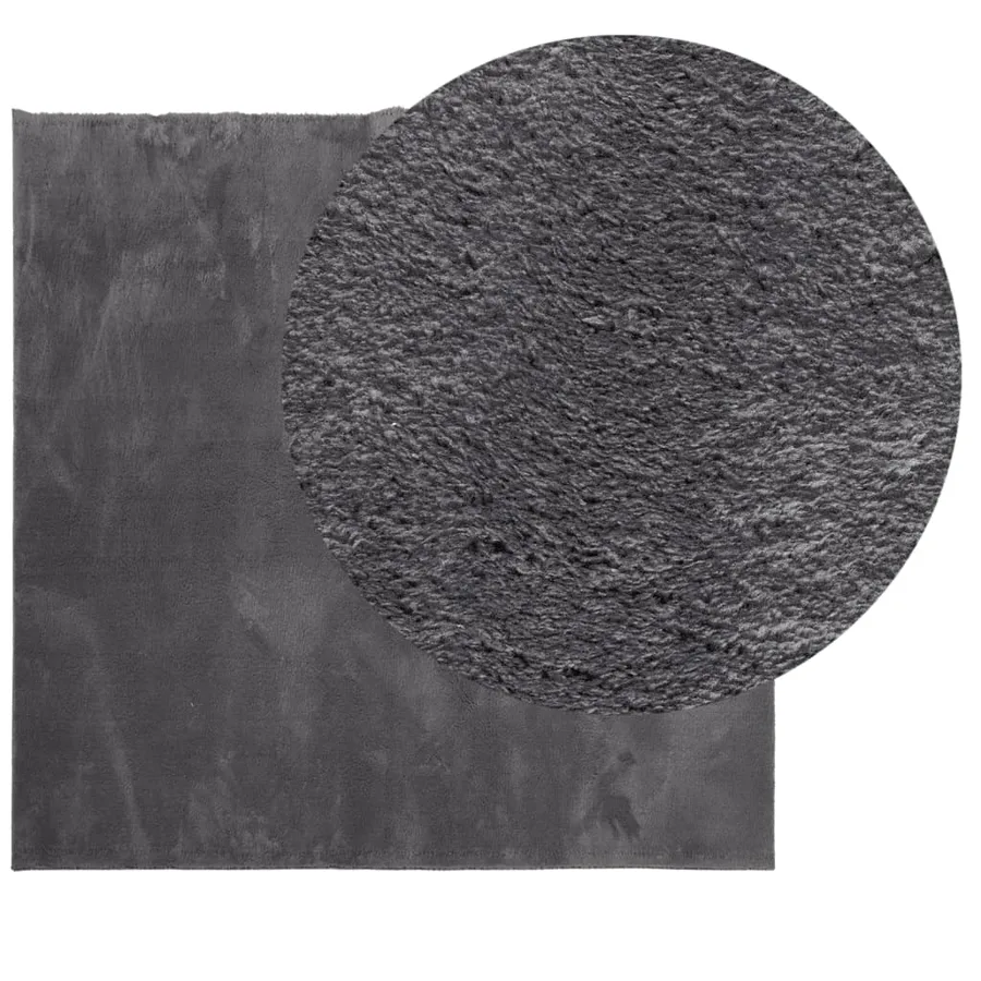 Tapis HUARTE à poils courts doux lavable anthracite 200x200 cm - 3