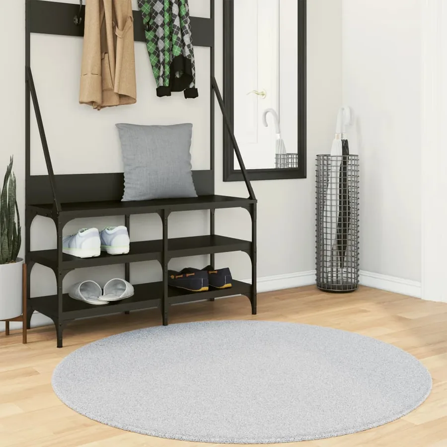 Tapis HUARTE à poils courts doux et lavable gris Ø 120 cm