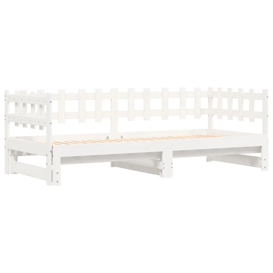 Lit coulissant sans matelas blanc 2x(90x190) cm bois massif - 3