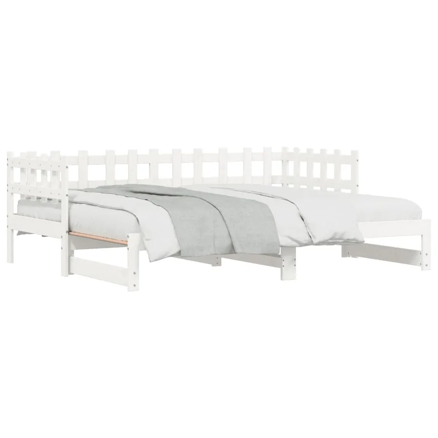 Lit coulissant sans matelas blanc 2x(90x190) cm bois massif - 4