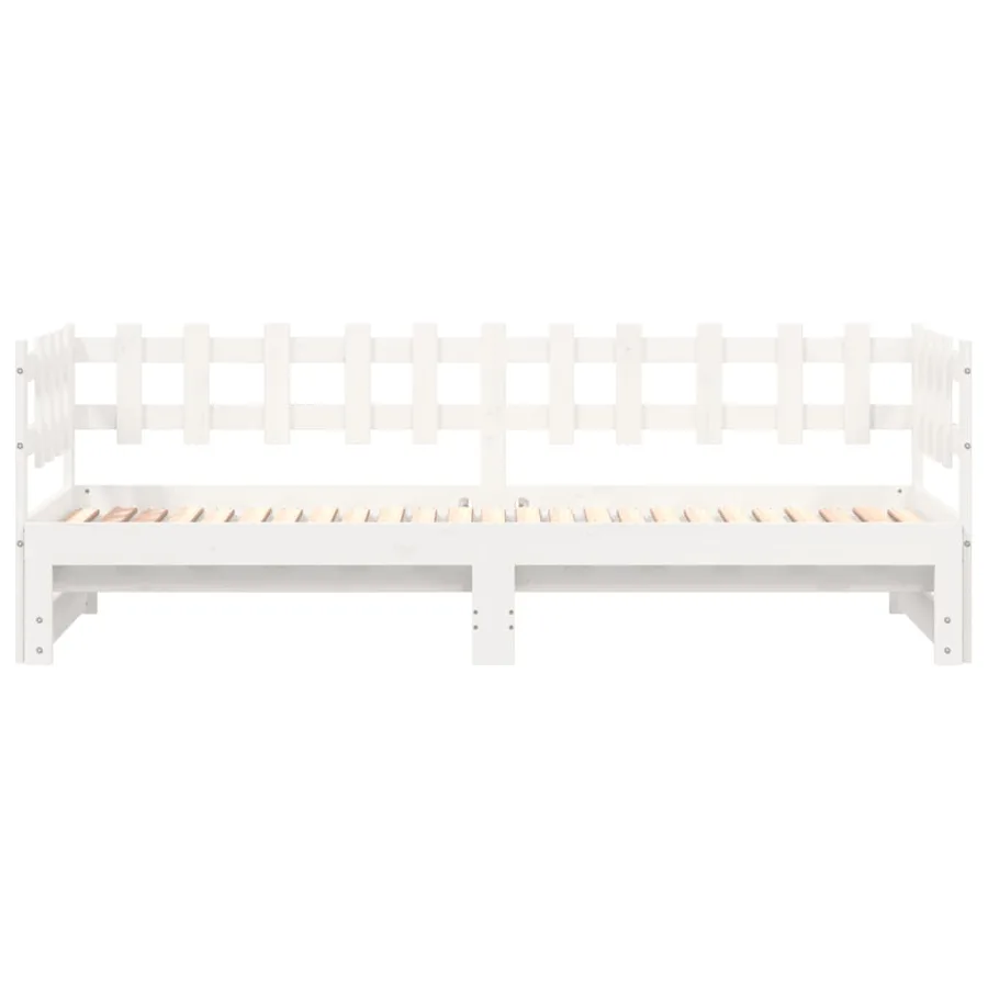 Lit coulissant sans matelas blanc 2x(90x190) cm bois massif - 7