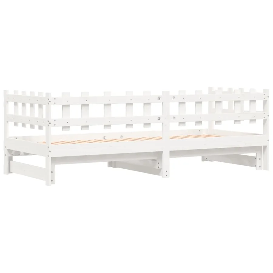 Lit coulissant sans matelas blanc 2x(90x190) cm bois massif - 8