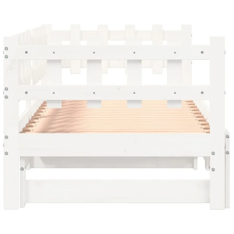 Lit coulissant sans matelas blanc 2x(90x190) cm bois massif - 9