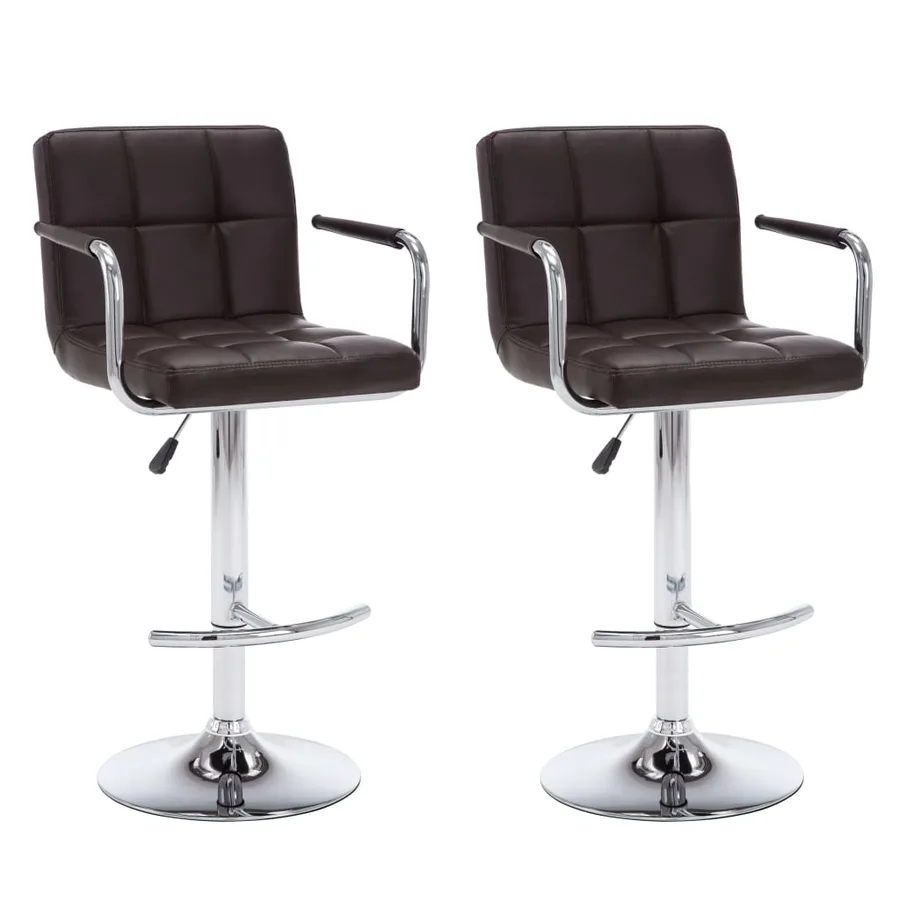 Tabourets de bar lot de 2 marron similicuir - 2