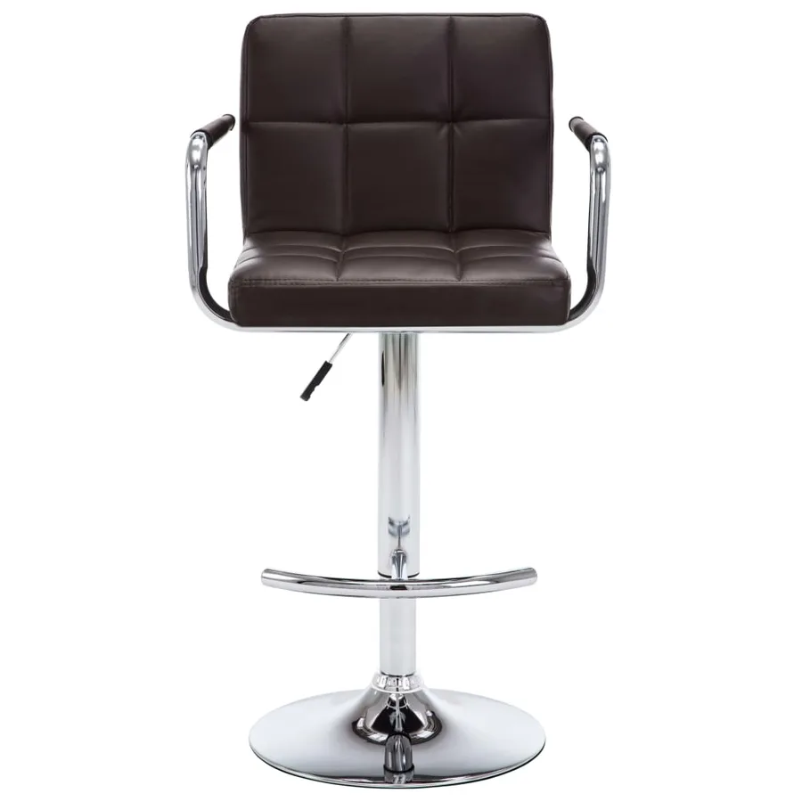 Tabourets de bar lot de 2 marron similicuir - 4