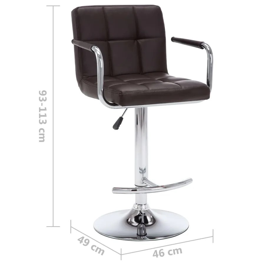 Tabourets de bar lot de 2 marron similicuir - 9