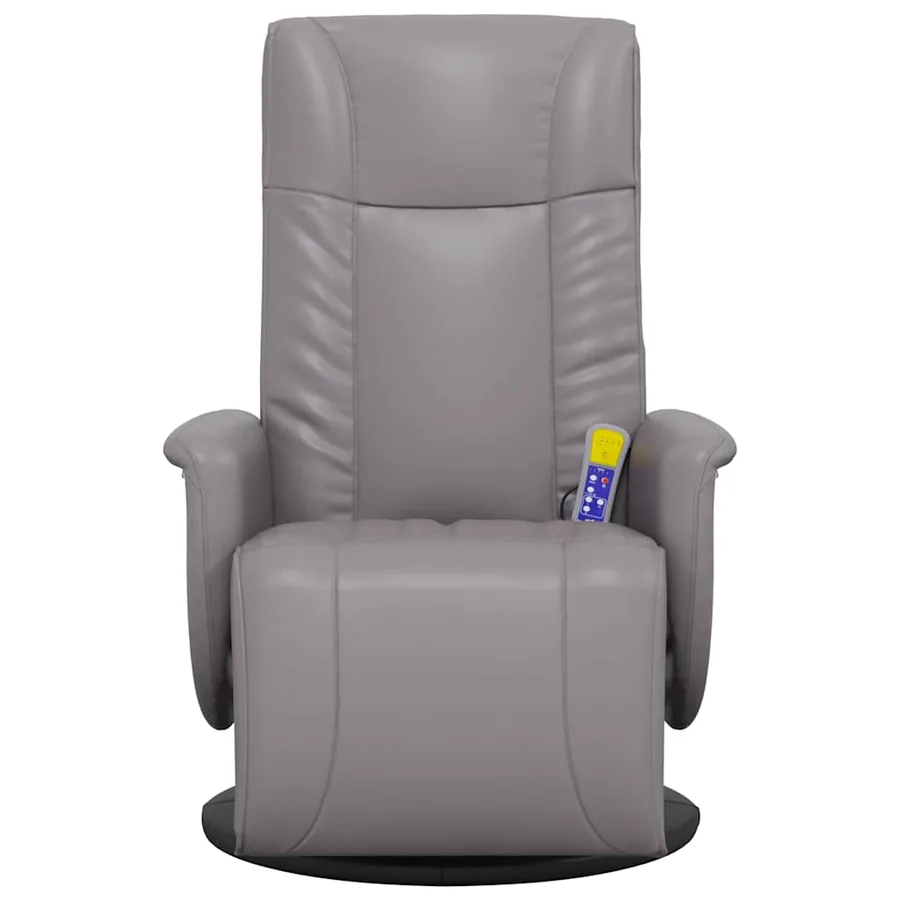 Fauteuil inclinable de massage repose-pieds gris similicuir - 4