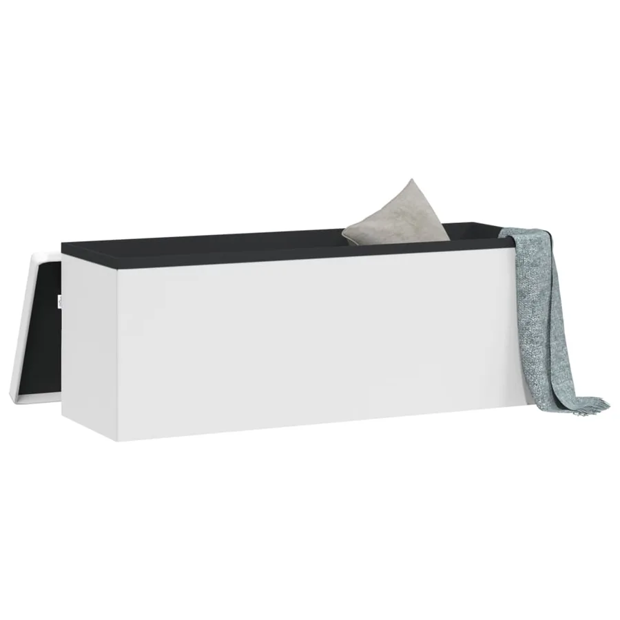 Banc de rangement pliable blanc PVC - 4