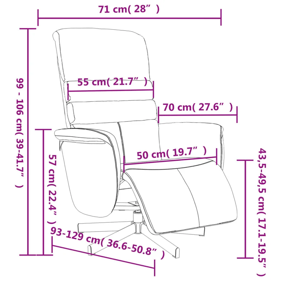 Fauteuil inclinable avec repose-pieds noir similicuir - 9