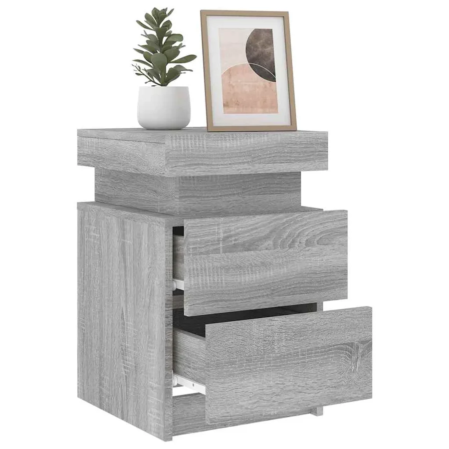 Table de chevet avec lumières LED sonoma gris 35x39x55 cm - 14