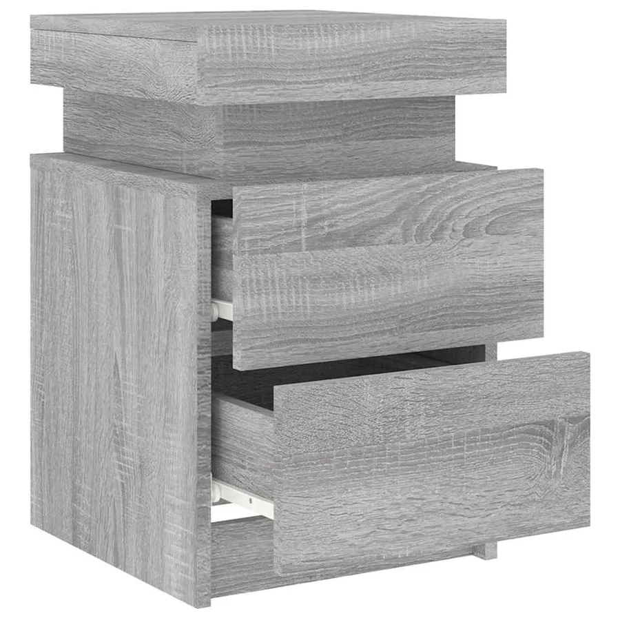 Table de chevet avec lumières LED sonoma gris 35x39x55 cm - 6