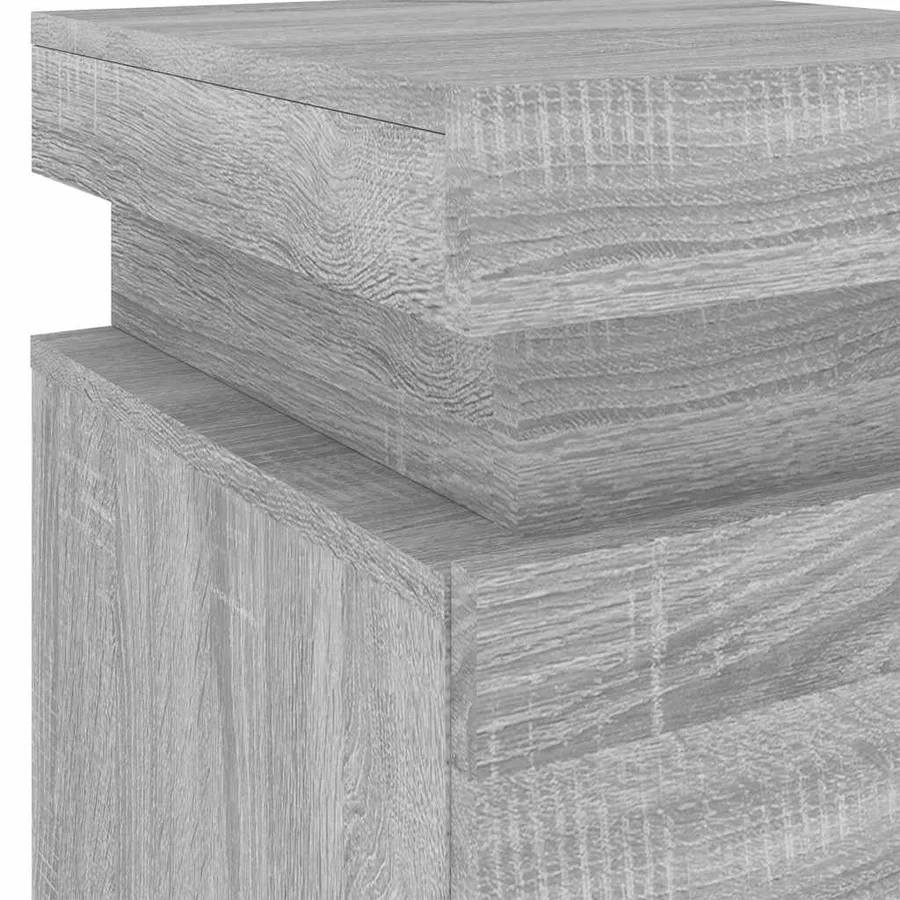 Table de chevet avec lumières LED sonoma gris 35x39x55 cm - 8