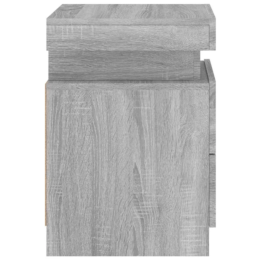 Table de chevet avec lumières LED sonoma gris 35x39x55 cm - 9