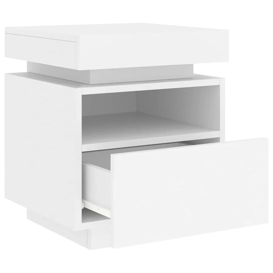 Armoire de chevet avec lumières LED blanc 40x39x48,5 cm - 5