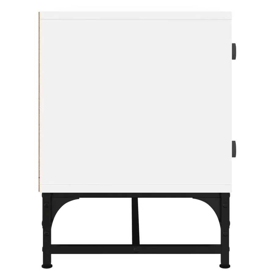 Meuble TV avec portes en verre blanc 102x37x50 cm - 6