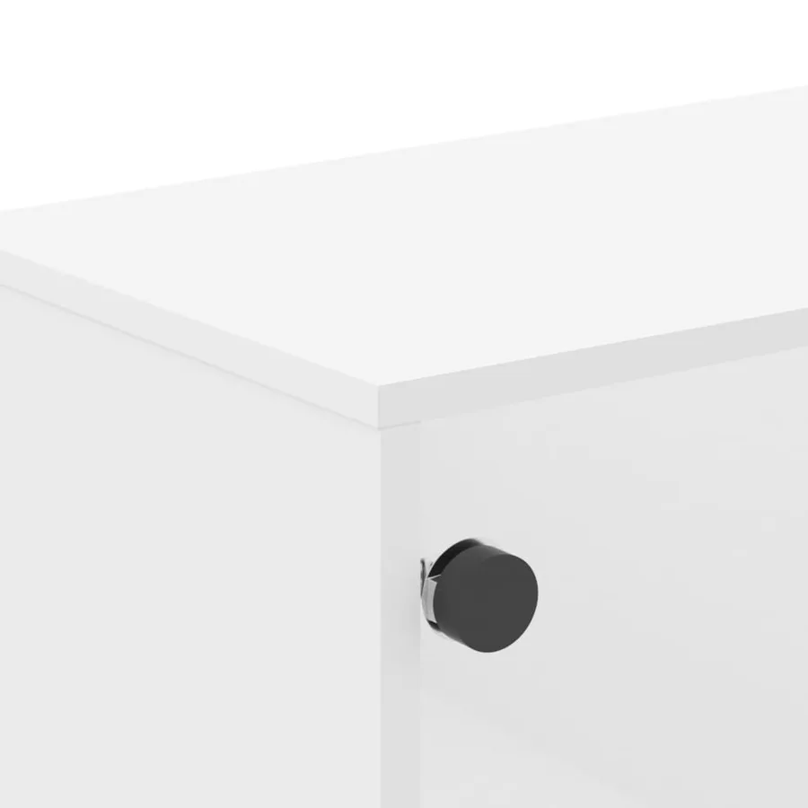Meuble TV avec portes en verre blanc 102x37x50 cm - 8